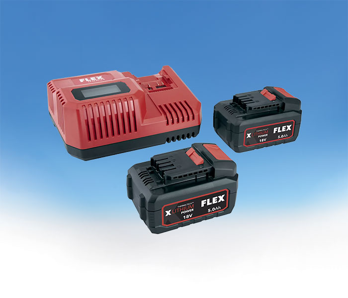 Bergin Werkzeugmärkte GmbH Flex Akku Starterset 2 x 18V 5,0 Ah,Ladegerät